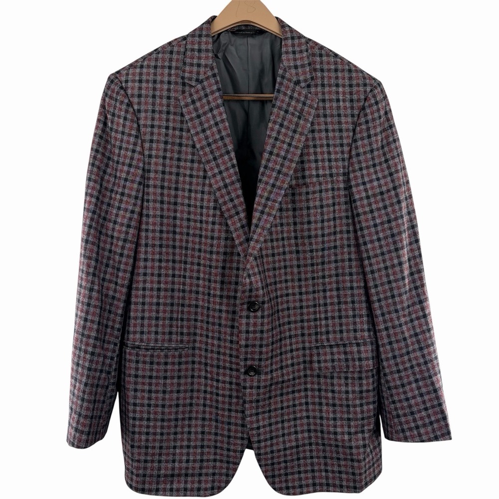 SAMUELSOHN SB YARDLEY 2 Saks‎ 5th Plaid Sport Coat 44R Cashmere Wool Silk Jacket